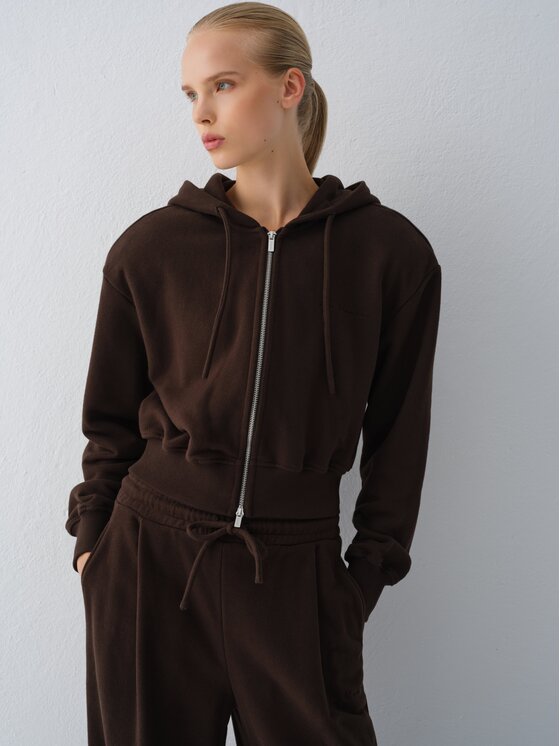 La Mania La Mania Mikina LUCCA Tmavo hnedá Basic Fit