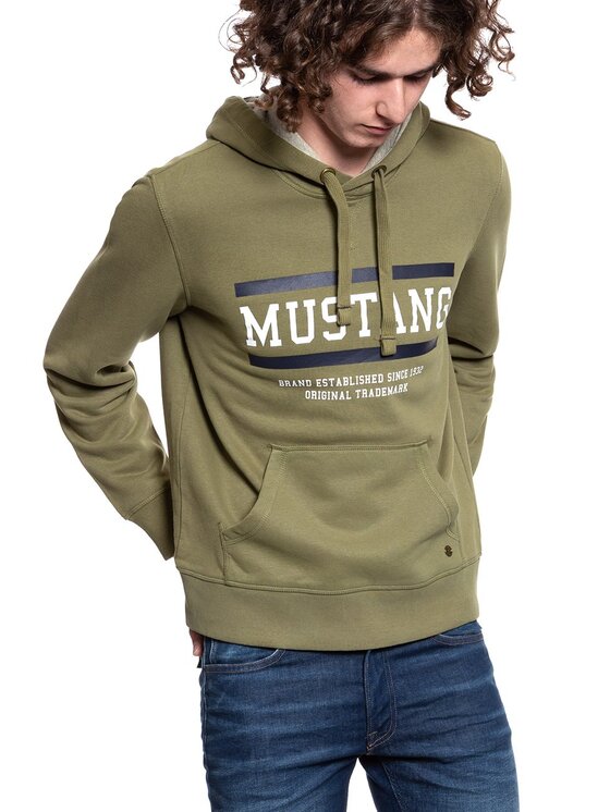 Mustang Mustang Felpa BENNET H LOGO Verde Regular Fit