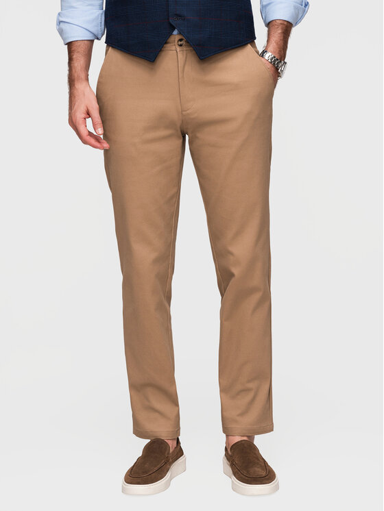Ombre Ombre Chinosy P1524 Brązowy jasny Chino Fit