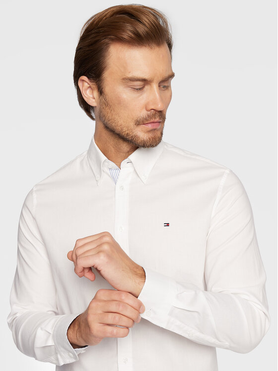 Tommy Hilfiger Tommy Hilfiger Krekls Oxford Solid MW0MW26856 Balts Slim Fit