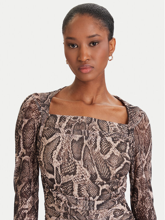 Guess Guess Koktejlové šaty W5BK65 KCZC2 Béžová Slim Fit