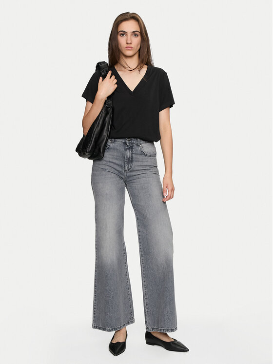 Sisley Sisley T-särk 3QU4L400L Must Regular Fit