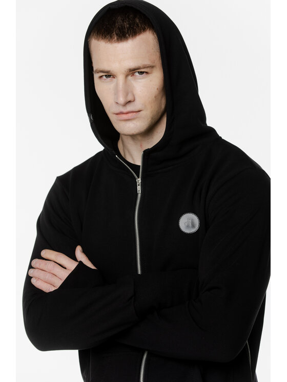 Pilawski Pilawski Bluza BLUZA CZARNA NA ZAMEK MĘSKA Czarny Oversize