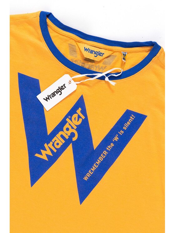 Wrangler Wrangler T-Shirt B&Y W CROP TEE Żółty Regular Fit