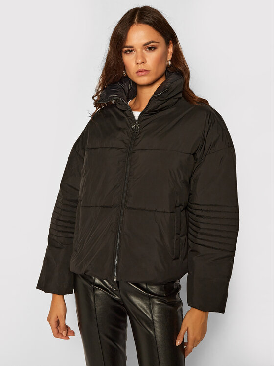 PINKO PINKO Zimní bunda Fiore Al 20-21 BLK01 1G1543 Y6BP Černá Oversize