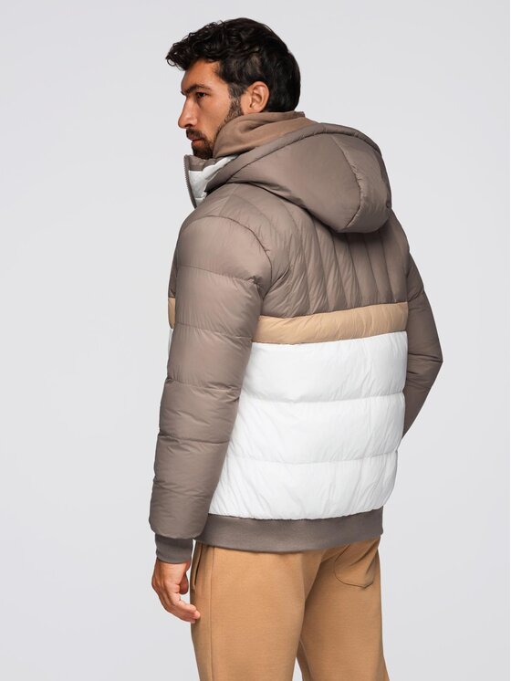 Ombre Ombre Kurtka przejściowa OM-JALP-0296 Brązowy Regular Fit