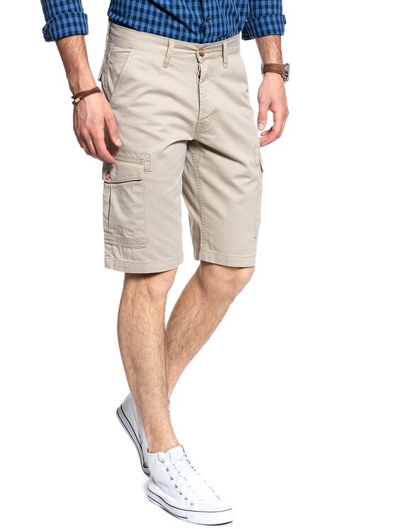 Wrangler Wrangler Szorty jeansowe CARGO SHORTS Beżowy Regular Fit