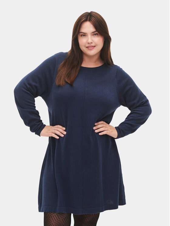 Zizzi Zizzi Rochie tricotată M61194B Bleumarin Regular Fit
