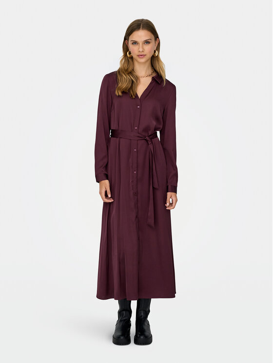 ONLY ONLY Košilové šaty Mika 15361725 Bordó Regular Fit