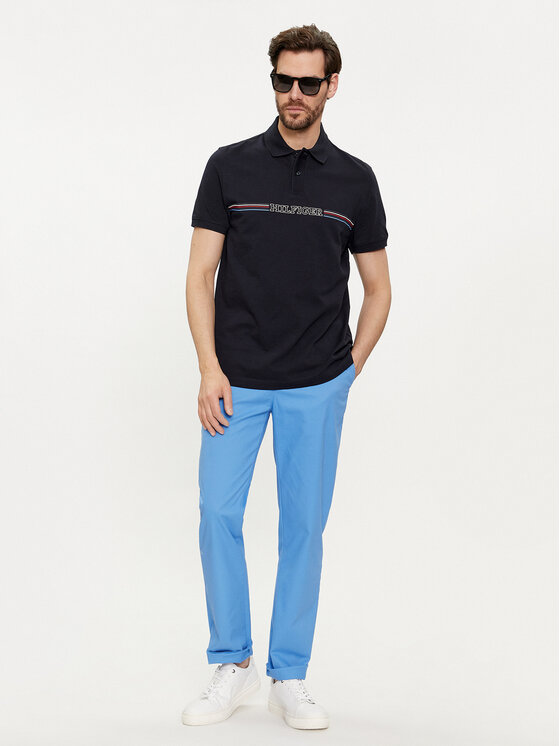 Tommy Hilfiger Tommy Hilfiger Pólóing Stripe Chest MW0MW34769 Sötétkék Regular Fit