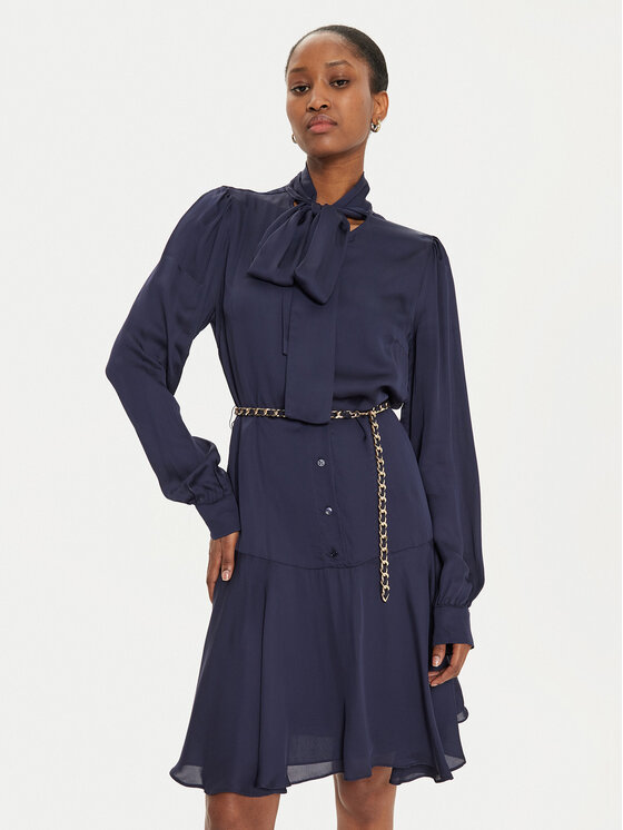 Fracomina Fracomina Hemdkleid FR24WD1003W73101 Dunkelblau Regular Fit