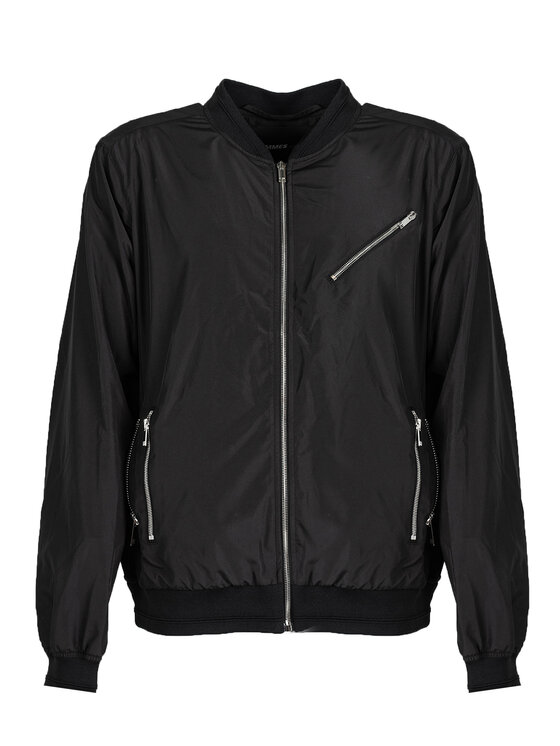 Les Hommes Les Hommes Μπουφάν μεταβατικό LKO102 250U | Light Weight Nylon Bomber with Multiple Zips Μαύρο Regular Fit