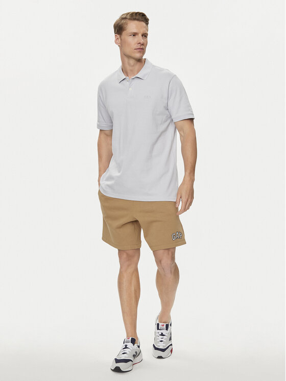 Gap Gap Тениска с яка и копчета 586306-13 Сив Regular Fit