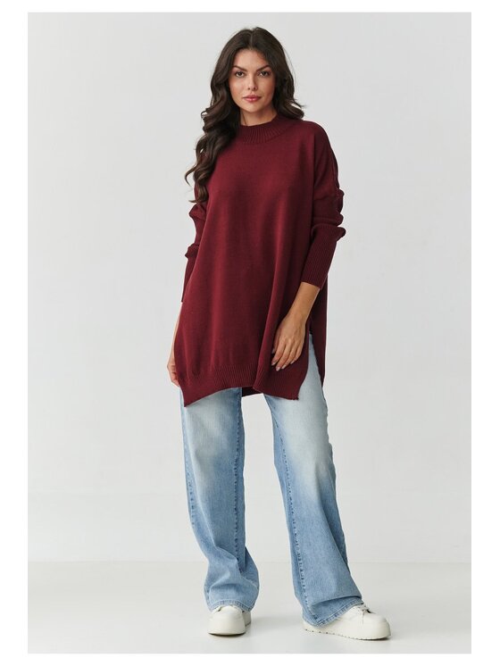 Makadamia Makadamia Sweter S164 Bordowy Oversize
