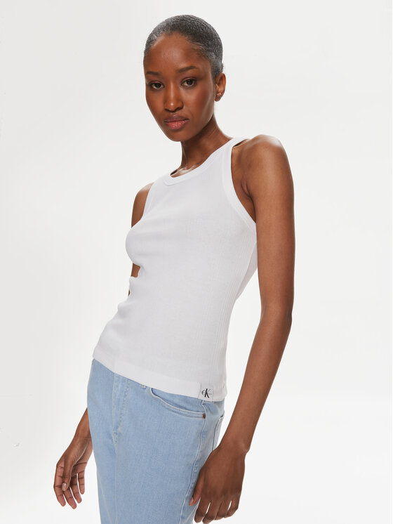 Calvin Klein Jeans Top Variegated J20J223104 Bianco Slim Fit, taglia : XL