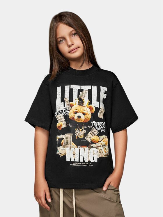 Nobrand Nobrand T-Shirt Tricou „Little King” - T36647 Czarny Basic Fit