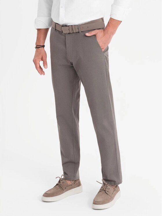 Ombre Ombre Kalhoty z materiálu OM-PACP-0184 Šedá Regular Fit