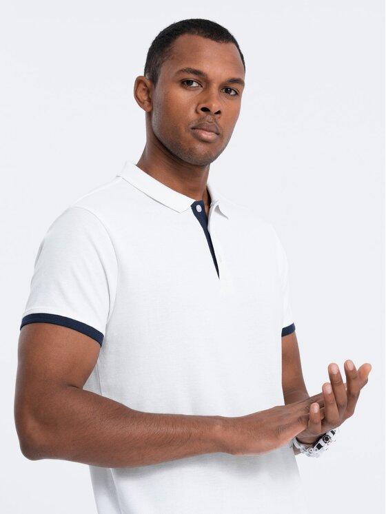 Ombre Ombre Polo OM-POSS-0113 Biały Fitting Fit
