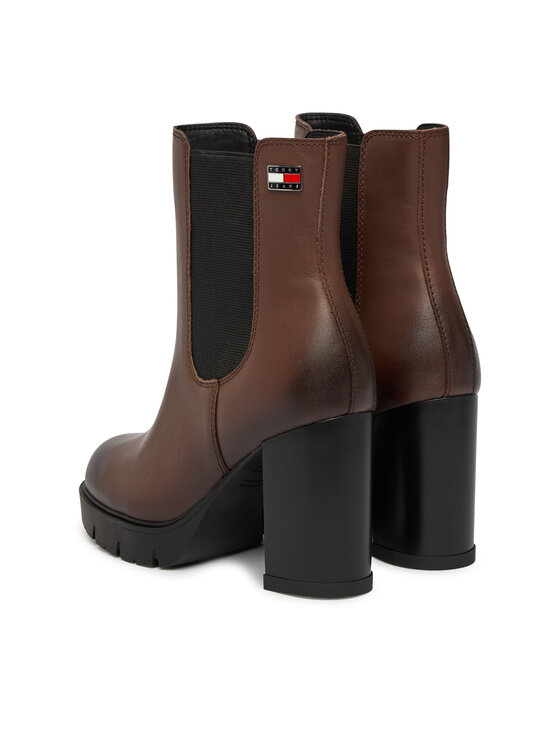 Tommy Jeans Tommy Jeans Botki Tjw Chelsea High Heel Boots EN0EN03112 Brązowy