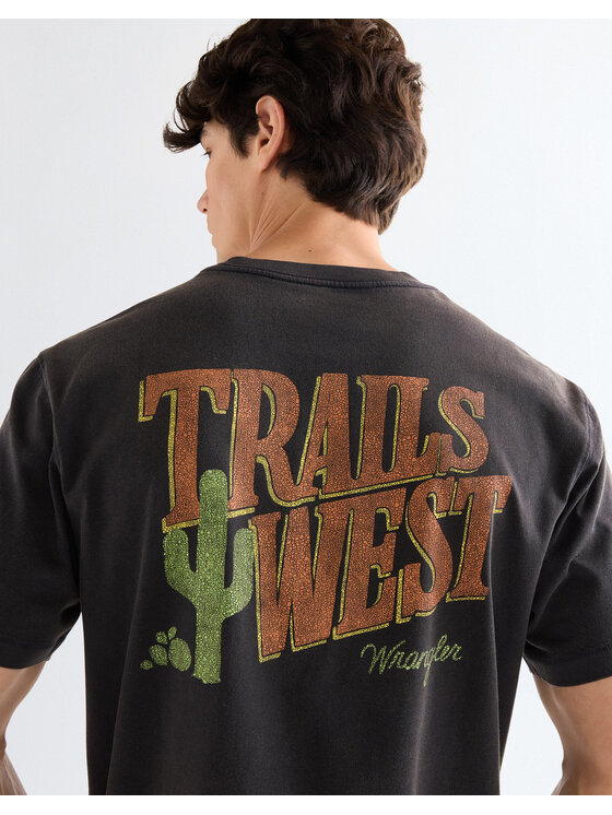 Wrangler Wrangler T-Shirt GRAPHIC TEE Czarny Relaxed Fit