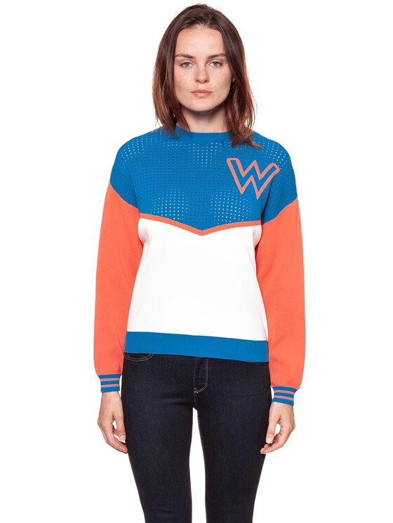 Wrangler Wrangler Sweter POINTELLE KNIT Pomarańczowy Regular Fit