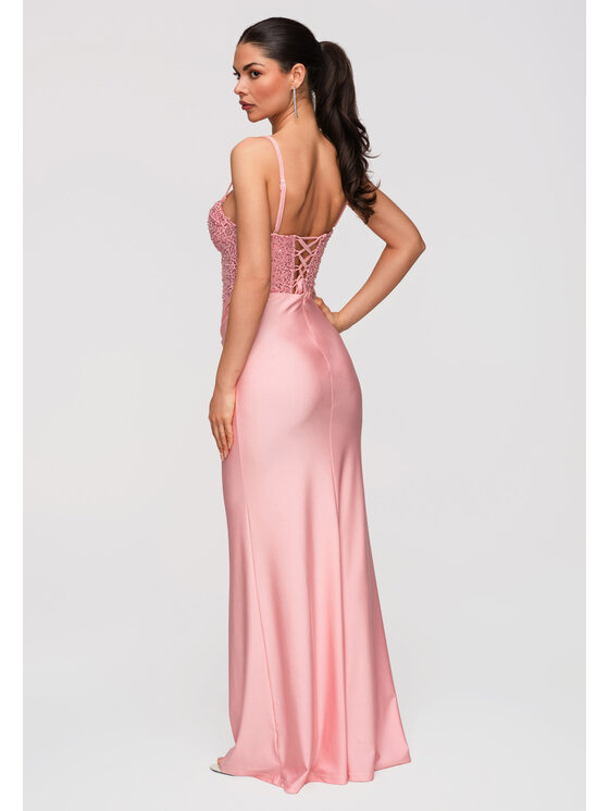 Ombre Ombre Sukienka wieczorowa LA-OM-DLR349 Różowy Slim Fit