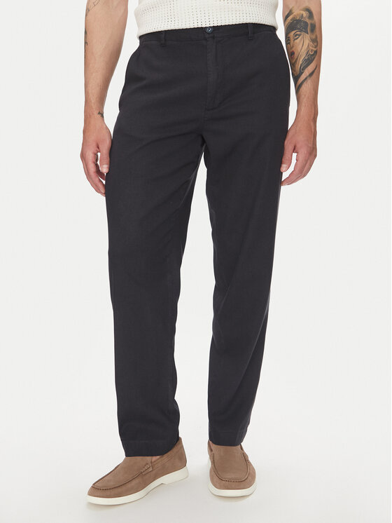Lindbergh Lindbergh Kalhoty z materiálu 30-008031 Tmavomodrá Relaxed Fit
