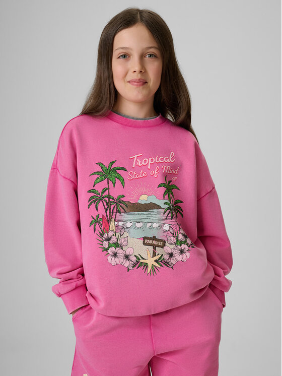 4F 4F Bluza SUMMER SPLASH Różowy Loose Fit