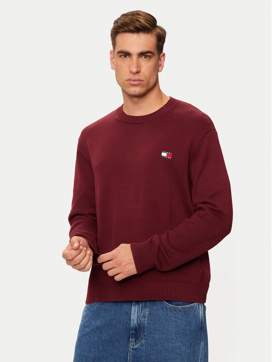 Tommy Jeans Maglione Badge DM0DM20706 Bordeaux Regular Fit, taglia : M