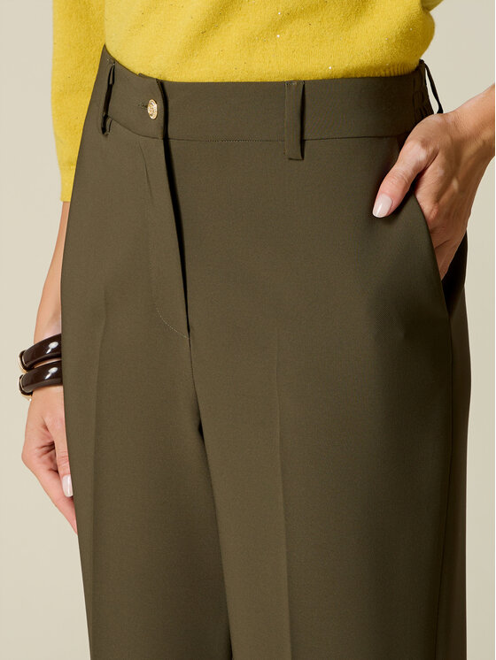 Oltre Oltre Spodnie materiałowe P041R009617N035 Zielony Baggy Fit
