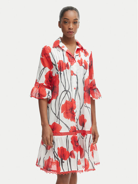 Iconique Iconique Rochie de vară IC26-087 Roșu Regular Fit