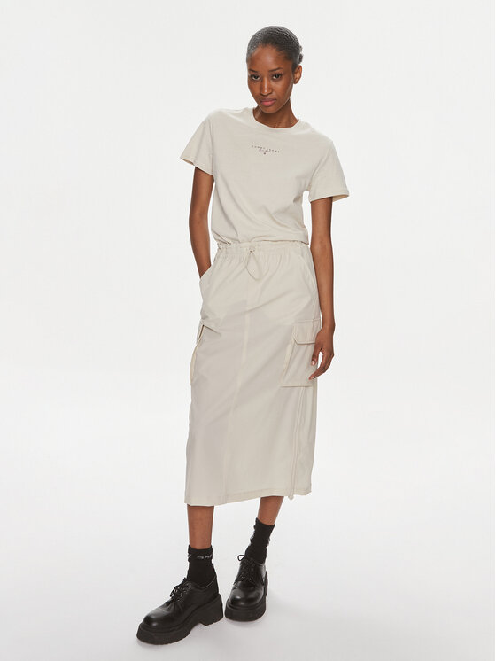 Tommy Jeans Tommy Jeans Spódnica midi Parachute DW0DW17719 Beżowy Relaxed Fit