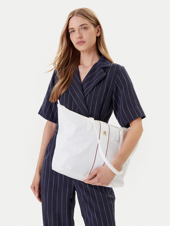 Tommy Hilfiger Tommy Hilfiger Borsetta Poppy Tote Corp AW0AW17205 Écru