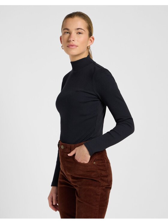 Lee Lee Sweter MOCK NECK Czarny Slim Fit