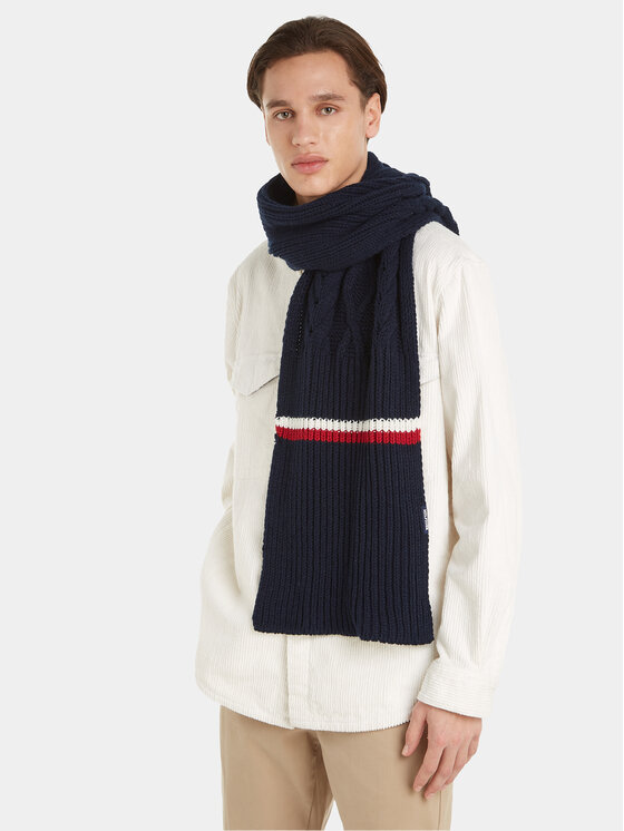 Tommy Hilfiger Tommy Hilfiger Sál Monotype Chunky Knit Scarf AM0AM11507 Sötétkék