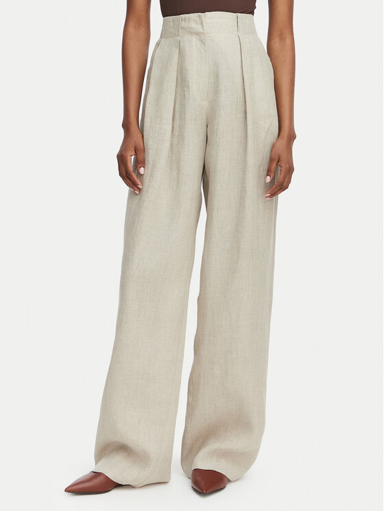 Marella Pantaloni din material Rete 2613131022 Bej Straight Fit
