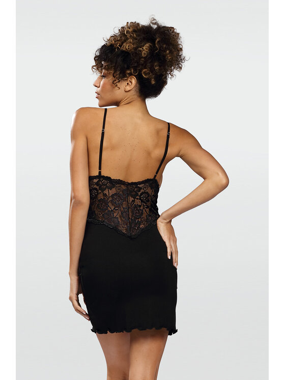 DKaren Lingerie DKaren Lingerie Halka Frederica Czarny Slim Fit