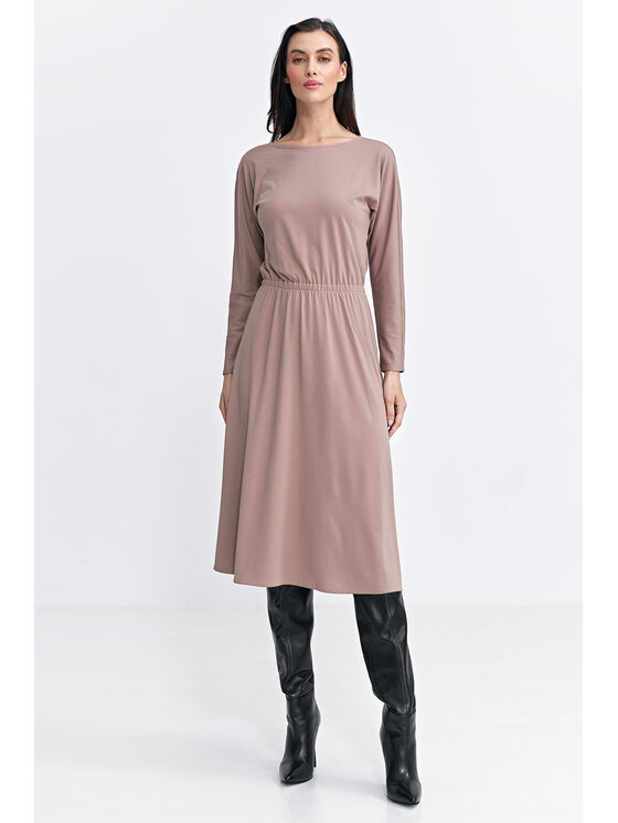 NIFE NIFE Sukienka dzianinowa S259 Beżowy Regular Fit