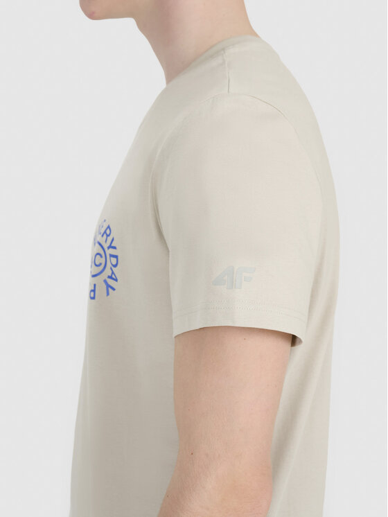 4F 4F T-Shirt A NEW ROAD AHEAD Beżowy Regular Fit