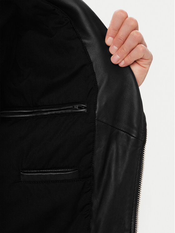 Serge Pariente Serge Pariente Nahkjope Hipster Must Regular Fit