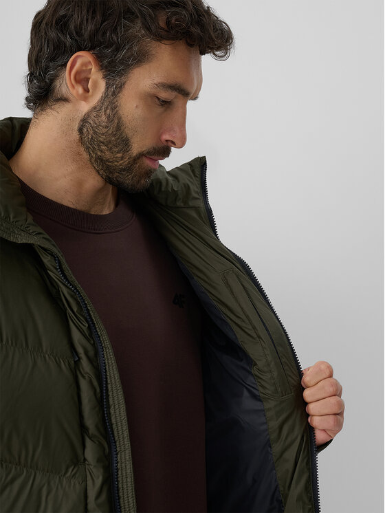 4F 4F Kurtka puchowa CITY JACKETS Khaki Regular Fit