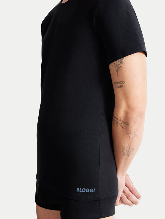 Sloggi Sloggi Podkoszulek 10222373 Czarny Slim Fit