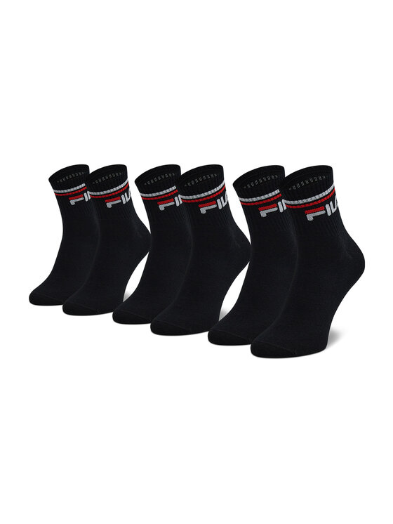 Fila Set 3 parov unisex visokih nogavic Calza Quarter F9398 Črna