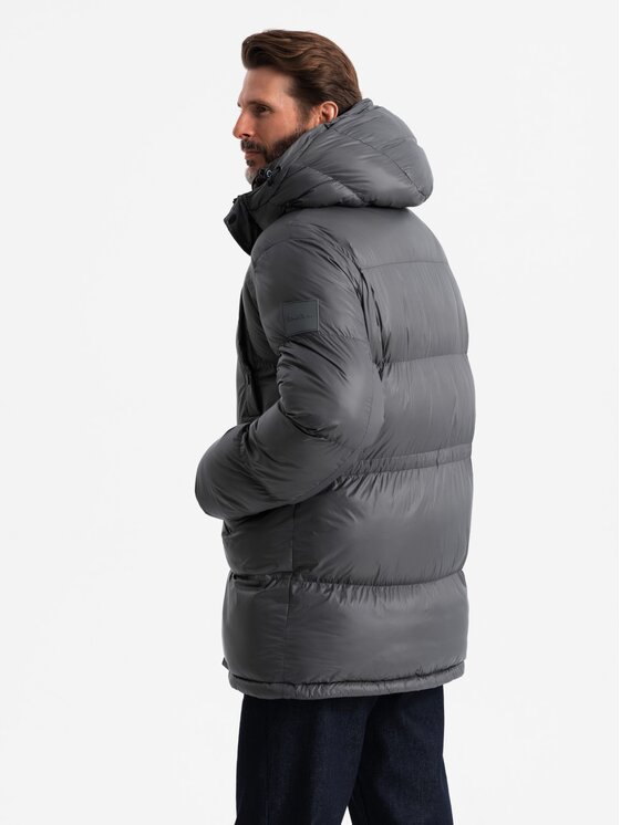 Ombre Ombre Kurtka zimowa OM-JALJ-0186 Szary Regular Fit