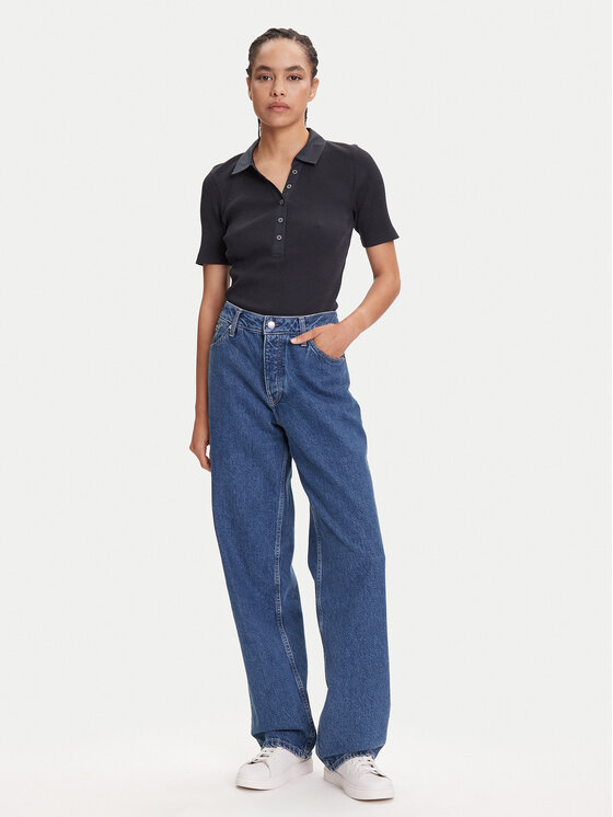 Marc O'Polo Marc O'Polo Тениска с яка и копчета 506 2156 53001 Тъмносин Slim Fit