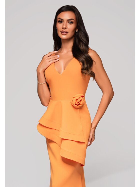 Ombre Ombre Sukienka wieczorowa LA-OM-DLR212 Pomarańczowy Regular Fit