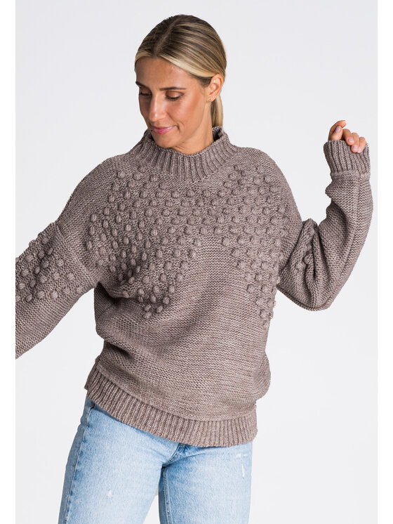 FIGL FIGL Sveter M982 Hnedá Regular Fit
