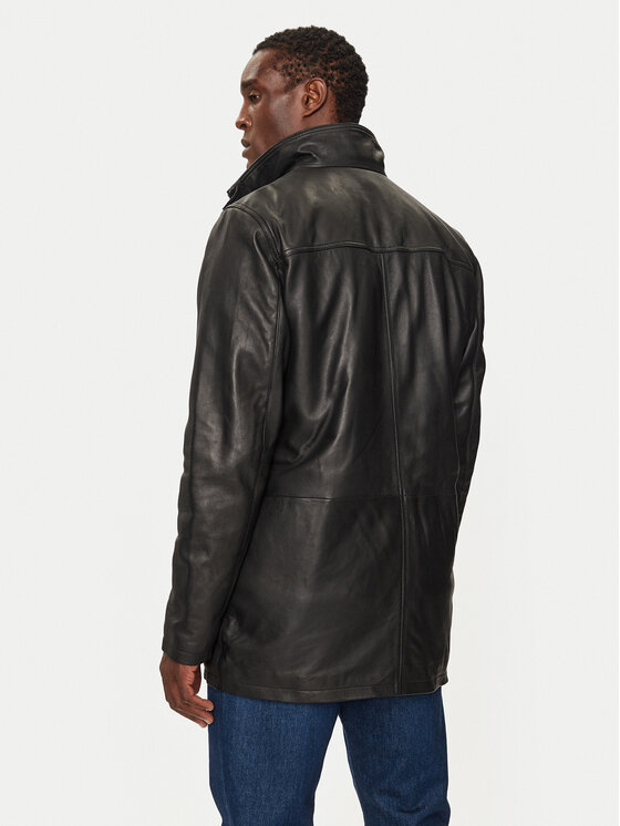 Serge Pariente Serge Pariente Lederjacke Parka Orio Schwarz Regular Fit