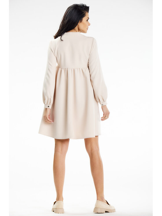 Awama Awama Sukienka letnia A636 Beżowy Basic Fit