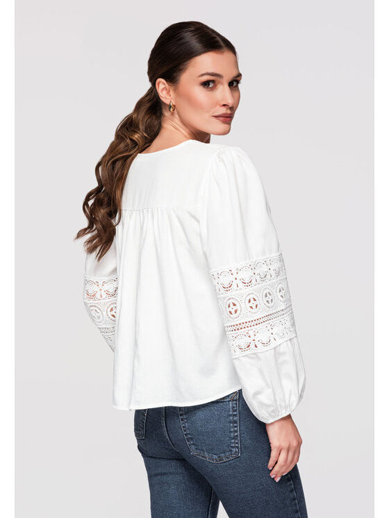 Ombre Ombre Bluzka OW-TS-E0017 Biały Loose Fit
